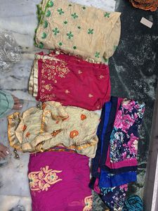 5 dupattas of different fabric