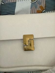 Cream Flap Crossbody Bag with Gold Chain
