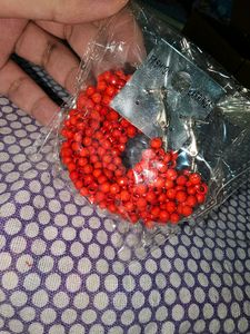 Red Pearl Hoop Earrings