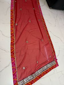 Vibrant Red Embroidered saree