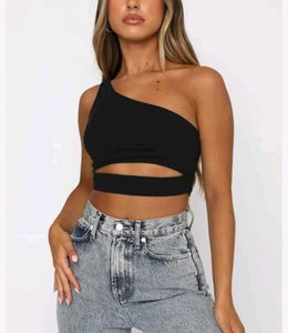Chic One-Shoulder Cutout Crop Top