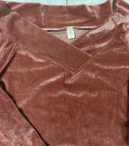 Rose Velvet Off Shoulder Top