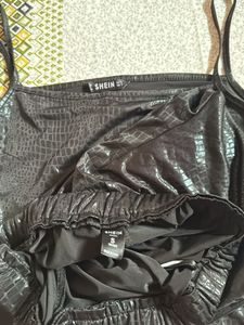 SHEIN Black Crocodile Print Mini Dress
