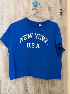 Blue "New York U.S.A" Crop Top