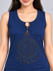 Stylish Blue Tank Top with Medusa Logo
