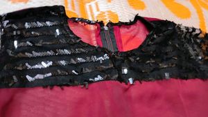 Burgundy Kurta with Sequins Sleeves