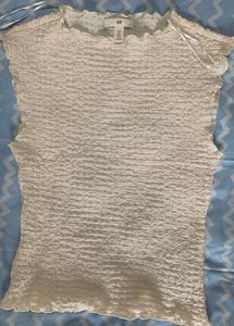 Cream Textured Cropped Top