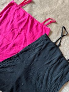2x Camisole Tops - Pink &amp; Black