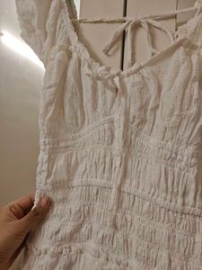 White Smocked Mini Dress