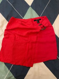 F21 Red Linen Skirt