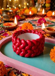 Decorative Red Braided Candles