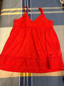 Chic Red Eyelet Summer Dress