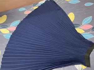 Navy Blue Pleated Skirt for Women