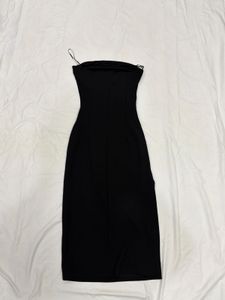 H&amp;M Black Strapless Midi Dress