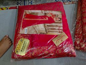 Vibrant Red Embroidered Saree