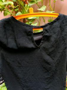 Black - Textured Top (Semi-sheer Sleeves)