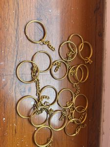 Gold Tone Keychain Rings with Chains