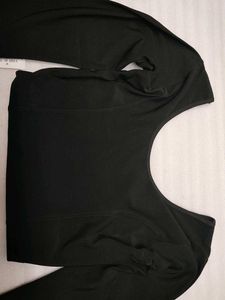 neckbook Black Bell Sleeve Crop Top