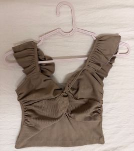 Ribbed Ruffle Top