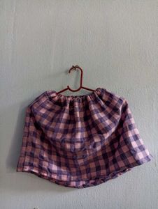 Pink &amp; Purple Gingham Mini Skirt