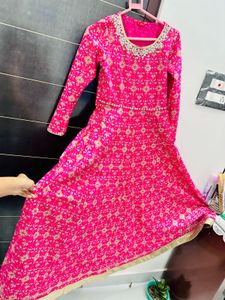 Elegant Pink Floral Anarkali Kurta