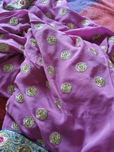 Elegant Purple Embroidered Saree