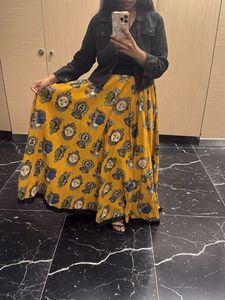 Vibrant Yellow Printed Ethnic Skirt