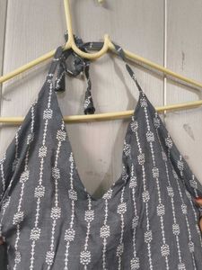 Grey Halter Neck Kurti with Corset back