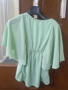 Stylish Mint Green Ruffled Top