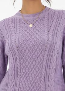 Purple Cable Knit Sweater