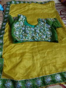 New saree with stiched blouse💛