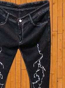 Black Printed Baggy Jean's Size 34