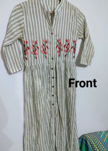 Striped Embroidered Dress