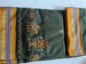 Embroidered Green Silk Saree