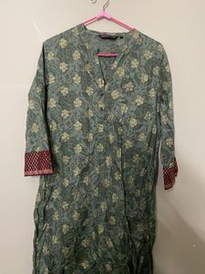 Green Floral Print Kurta
