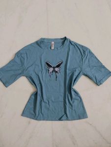 Blue Butterfly Graphic T-Shirt