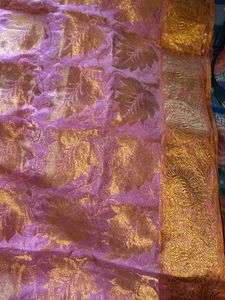 Lavender Saree with Gold Border