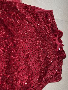 Elegant Maroon Sequin Ethnic Gown
