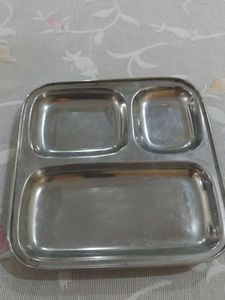 Stainless Steel 3 Compartment Mess Tray (2 pcs)