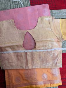 Elegant Pink Saree with Orange Border also bl