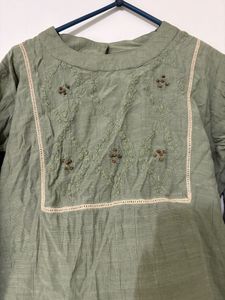 Embroidered Olive Green top