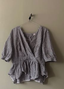 korean gingham top