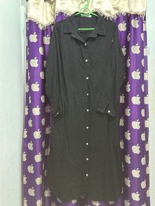 Black Button-Down Shirt Dress
