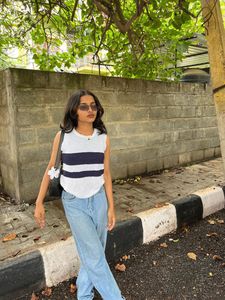 Striped Sleeveless Knit Top