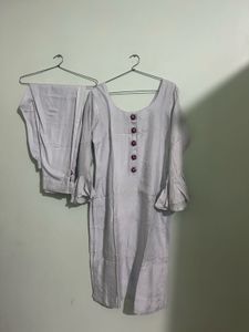 Elegant Grey Kurti with Ruffle Sleeves