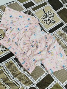 Pink Floral Smocked Top