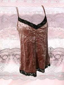 Y2K Velvet Lace Trim Cami Top