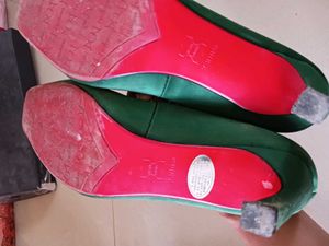 Elegant Green Embellished Heels