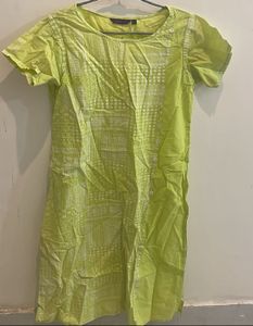 Lime Green Printed Kurta
