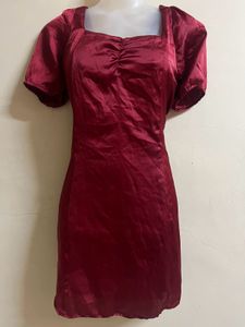 Pintrest Marron Party Wear One Piece With Bow